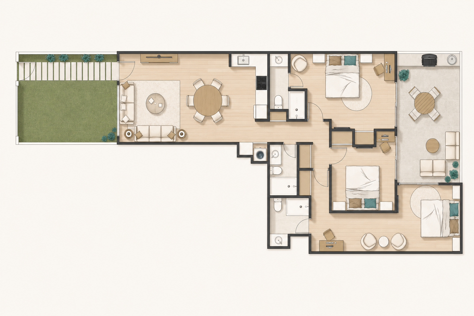 Grundriss von Residenz auf einer Ebene in Die Casma Residence