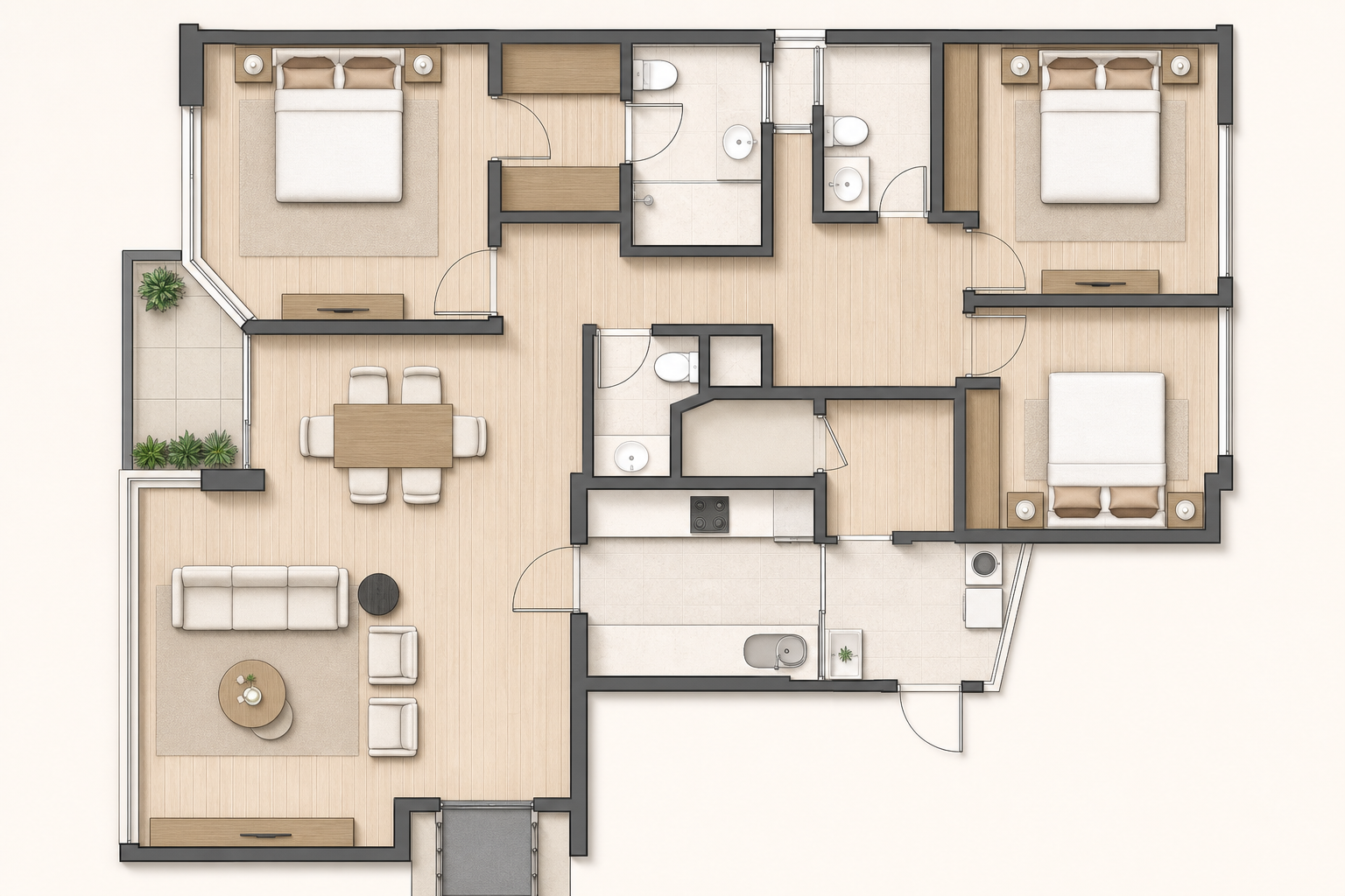 Grundriss von Residenz auf einer Ebene in Die Kotosh Residence